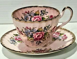 Vtg Eb Foley 1850 Bone China Pink Rose Tea Cup & Saucer Made In England