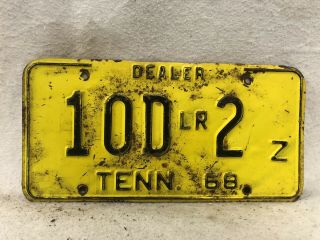 Vintage 1968 Tennessee Dealer License Plate
