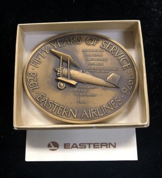 1978 Eastern Airlines 50 Years Of Service Medal - Made With Metal From Airplanes