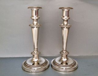 Fine Quality Victorian Silver Plated Candlesticks By Barker Ellis C1890