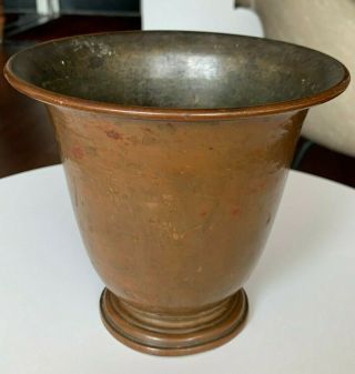 Signed Gebelein Hammered Copper Arts & Crafts 6 " Footed Vase Planter