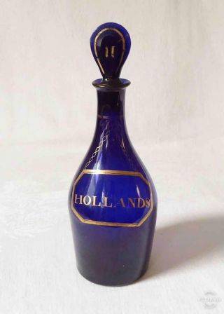 Antique Georgian Early 19th Century Bristol Blue Glass Decanter Stopper
