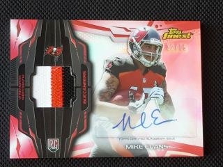 2014 Mike Evans Topps Finest Rc Auto Red Refractor 3 Color Patch /75 Rookie
