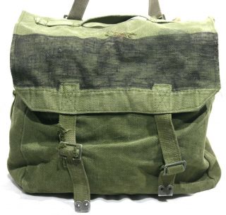 Vintage US Military Army Heavy Duty Green Canvas Messenger Bag - Metal Buckles 2