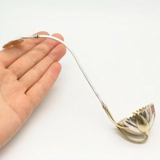 Antique Early American Sterling Silver 2 - Tone Handcrafted Water Lily Spoon Ladle