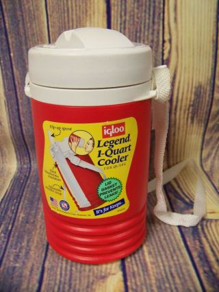 Vintage Igloo Legend 1 Quart Cooler With Flip Up Spout And Adjustable Strap