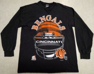 Vintage 1996 Signal Sports Cincinnati Bengals Riddell Helmet L/s Shirt Size Xl