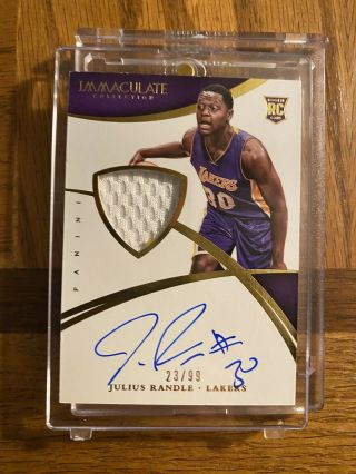 Julius Randle 2014 - 15 Panini Immaculate Auto Patch Jersey 23/99 Lakers