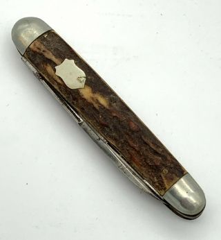 Antique Vom Cleff & Co 3 1/2 Inch Stag Handle Folding Knife