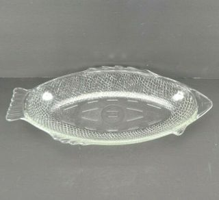 Vintage Glasbake Fish Serving Dish Tray 4141 Clear 17.  75 " Long Usa Glass Platter