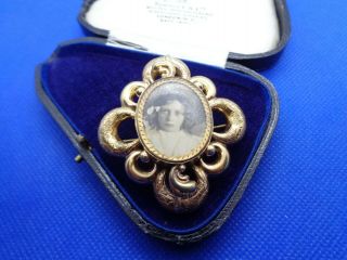 Large Antique High Victorian Pinchbeck Double Photo Locket Brooch