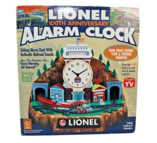 Lionel 100th Anniversary Alarm Clock Moving Train Sounds All Aboard Glows