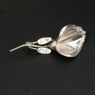 Vtg 925 Sterling Silver - Mexico Calla Lily Flower Brooch Pin -