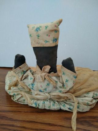 Vintage Primitive Black Americana Cloth Doll Toaster Cover Or Shelf Sitter 3