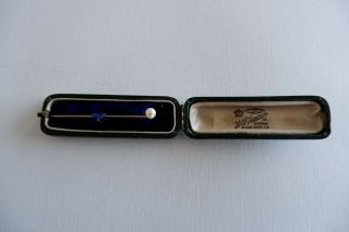 Antique Edwardian Period 9ct White Gold Cultured Pearl Stick Pin - C915 