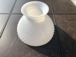 7 7/8 " - 8 " Fitter Vtg Milk Glass Hobnail Gwtw Hurricane Oil Lamp Student Shade