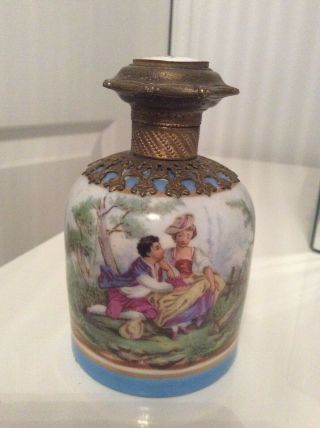 Large Antique French Ormolu Porcelain Perfume/scent Bottle.