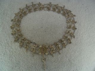 Antique Indian Solid Silver Filigree Bridal Necklace