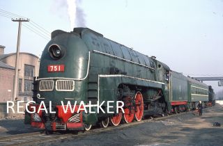 35mm Cr China Chinese Railway Slide Steam Loco Sl7 751 At Shenyang 1985