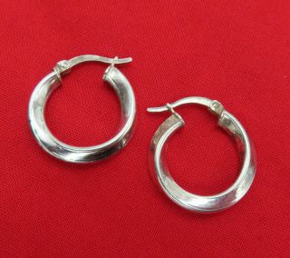 Han Italy Vintage Sterling Silver Pierced Earrings Hoops Modernist Signed 338r