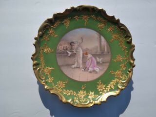 Signed Antique Limoges L.  R.  L.  Large Plate / Charger Victorian Women Nr