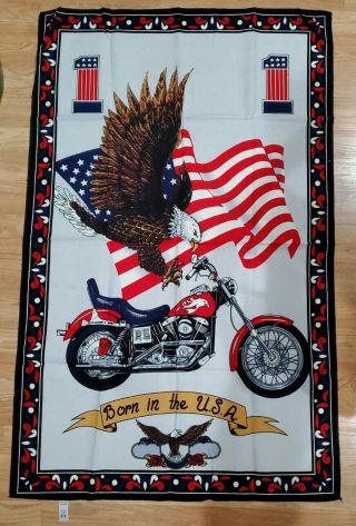 Vtg Motorcycle Harley Easy Rider Eagle Wall Hanging Tapestry Bar Man Cave