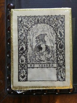 Vintage Antioch Bookplate Co.  Gummed Labels Gnome " Ex Libris " M 90 " Wrapped "