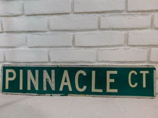 Vintage Pinnacle Ct Road Street Sign Double Sided Metal Green Reflective 30”