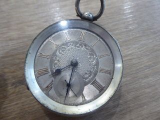 Burslem Antique Solid Silver Gents Fusee Pocket Watch.  Silver Dial Gold Numerals