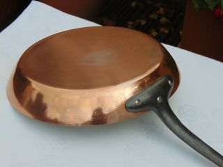 Large Vintage French 30cm Copper Frying Pan Skillet 2mm Rim