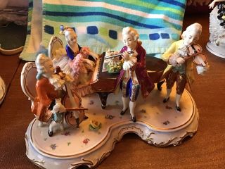 Large German Dresden Lace Group Musicians Figurine