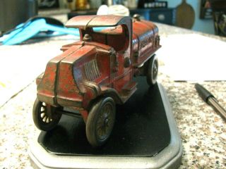 Antique Cast Iron Toy Red 7 " Fuel Truck,  Hubley,  Arcade