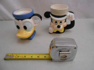Set 2 Vintage Disney Japan Donald Duck & Mickey Mouse Head Face Coffee Mugs Cups