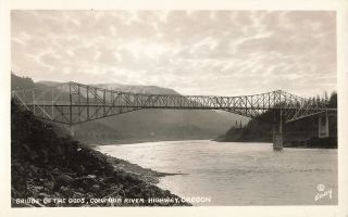 Vintage Rppc Postcard Bridge Of The Gods Columbia River Highway Oregon Photo