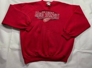 NHL Detroit Red Wings Vintage Sweatshirt Logo Athletic Crew Neck XXL Embriodered 2