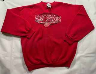 NHL Detroit Red Wings Vintage Sweatshirt Logo Athletic Crew Neck XXL Embriodered 3
