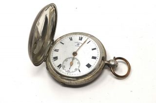 Antique Edwardian Solid Silver Rotherhams Key Wind Full Hunter Pocket Watch 107g