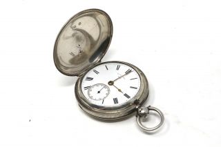 Antique Victorian C1896 Solid Silver Rotherham Key Wind Full Hunter Pocket Watch