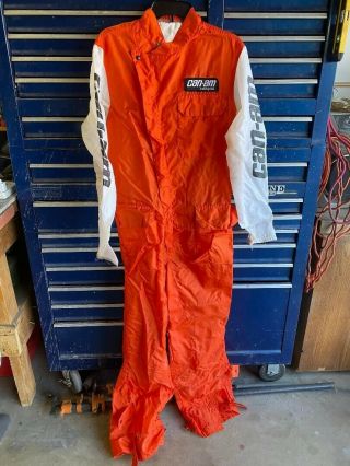 Vintage Can - Am Motorcycle Rain Coat And Rain Suite.  Orange Body.  White Sleeves