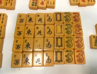 Antique Butterscotch Bakelite Mah Jong Jongg Mahjong 152 Tile Set.  Lowe ? 3