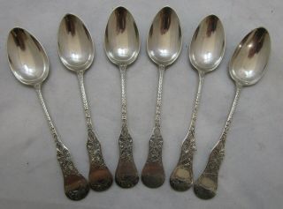 Good Set 6 Antique Victorian Sterling Silver Scottish Spoons,  Rlc,  1884,  95g