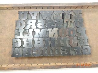 Printing Letterpress Printer Block Antique Wood Alphabet Tuscan Unmarked 2