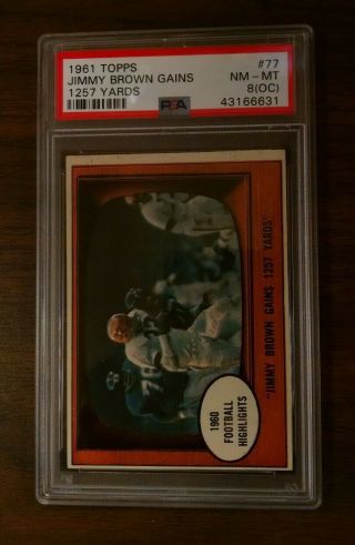 1961 Topps 77 Jim Jimmy Brown Psa 8 O/c Hall Of Fame Cleveland Browns