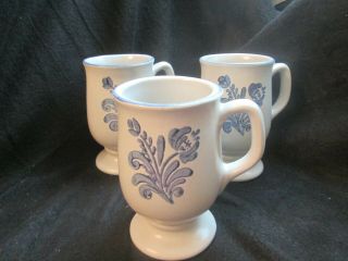 Vintage Pfaltzgraff Yorktowne Stoneware Footed Coffee Mug Cup Set Of 3