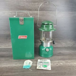 Vintage Coleman Lantern Model 335 With Green Metal Carrying Case