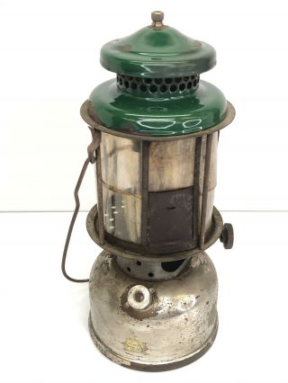 Vintage Coleman Lantern Dated 6/29 Chrome Tank Green Cap Mica Globe