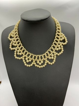 Vintage Faux Pearl Collar Necklace Wedding Prom