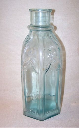 Fine Large Antique Cathedral Pickle Bottle / Jar - Aqua - Illinois Glass Co.