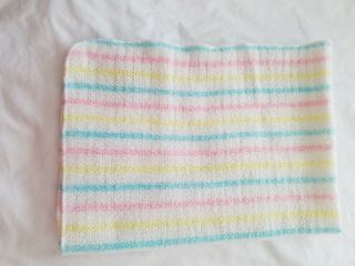 Vintage White Thermal Cotton Woven Baby Crib Blanket Pastel Plaid Stripes 26x36