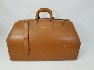Vintage Cowhide Leather Doctor Bag Crest Lock Co
